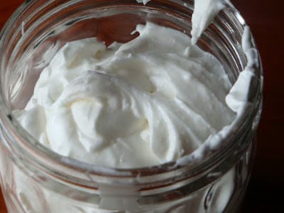 Coconut Oil for Skin: Coconut oil, whipped, in a jar