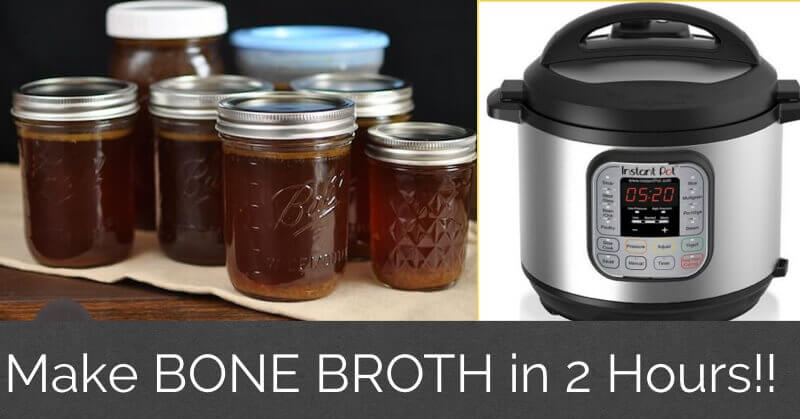 Healthy Instant Pot Recipes: bone broth in mason jars and an instant pot