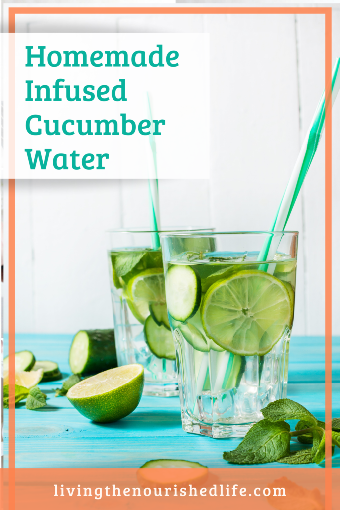 two glasses of cucumber water with straws
